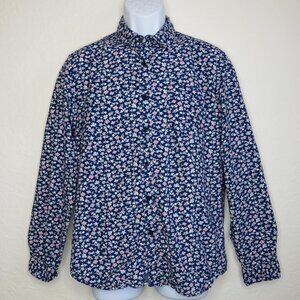 MBX* Men's Long Sleeve Button Down Curved Hem Chest Pocket Floral Shirt~‎ Medium